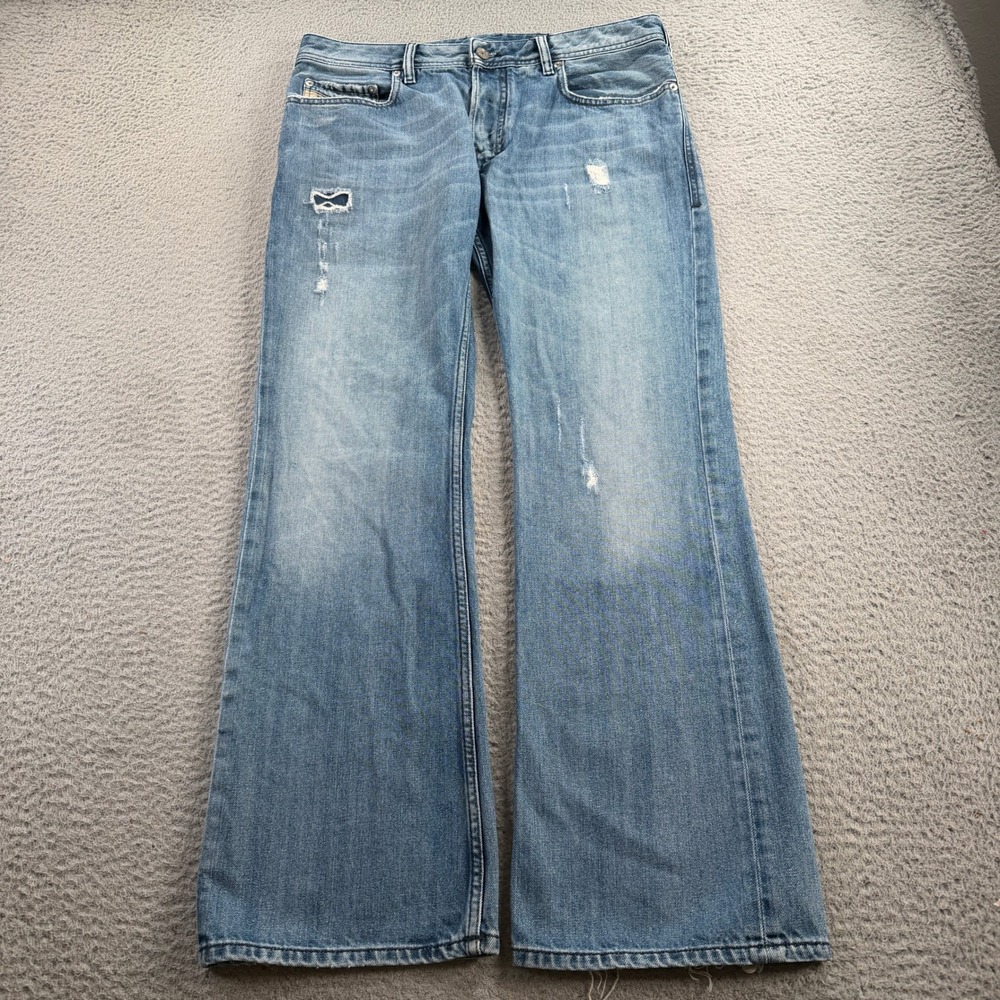 Diesel Zatiny Jeans Mens 32x32 Blue Distressed Bootcut Made in Italy 008TL